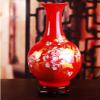 景德镇陶瓷器花瓶 客厅摆件中国红牡丹落地花瓶家饰品